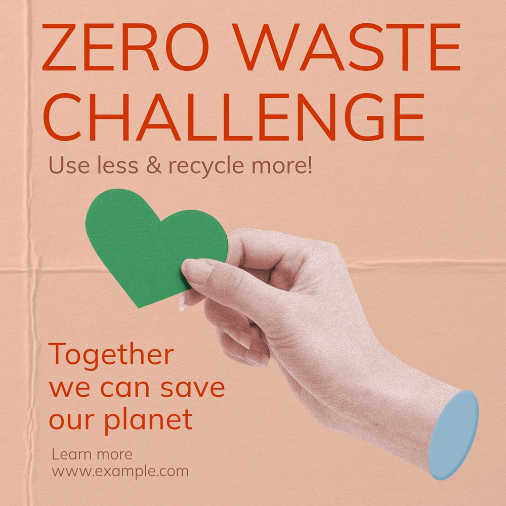 Zero waste challenge post template, editable social media design