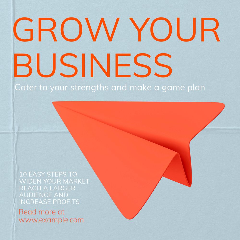 Grow your business Instagram post template, editable text