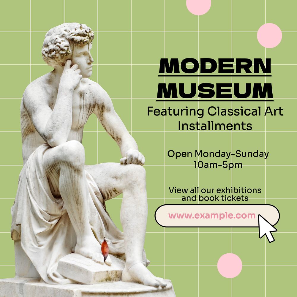 Modern museum Instagram post template, editable text