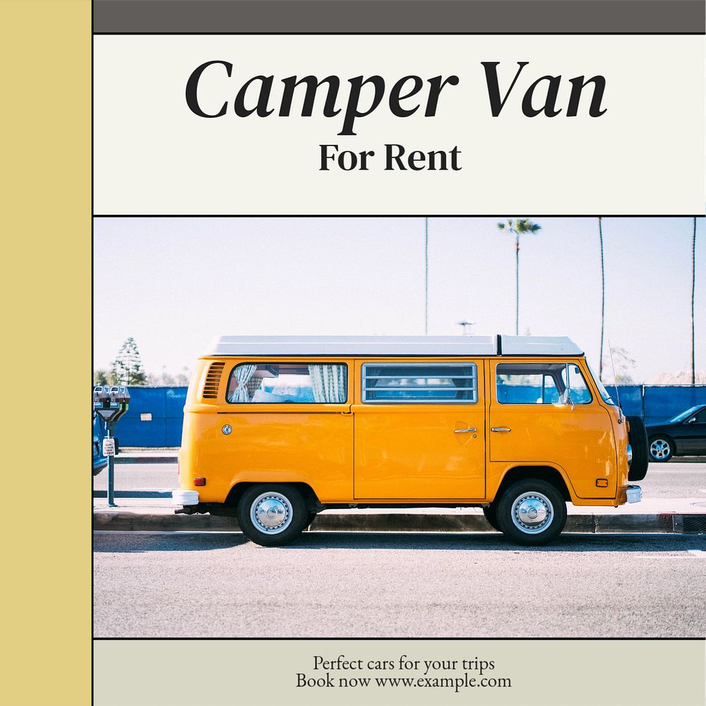 Van for rent Instagram post template, editable text