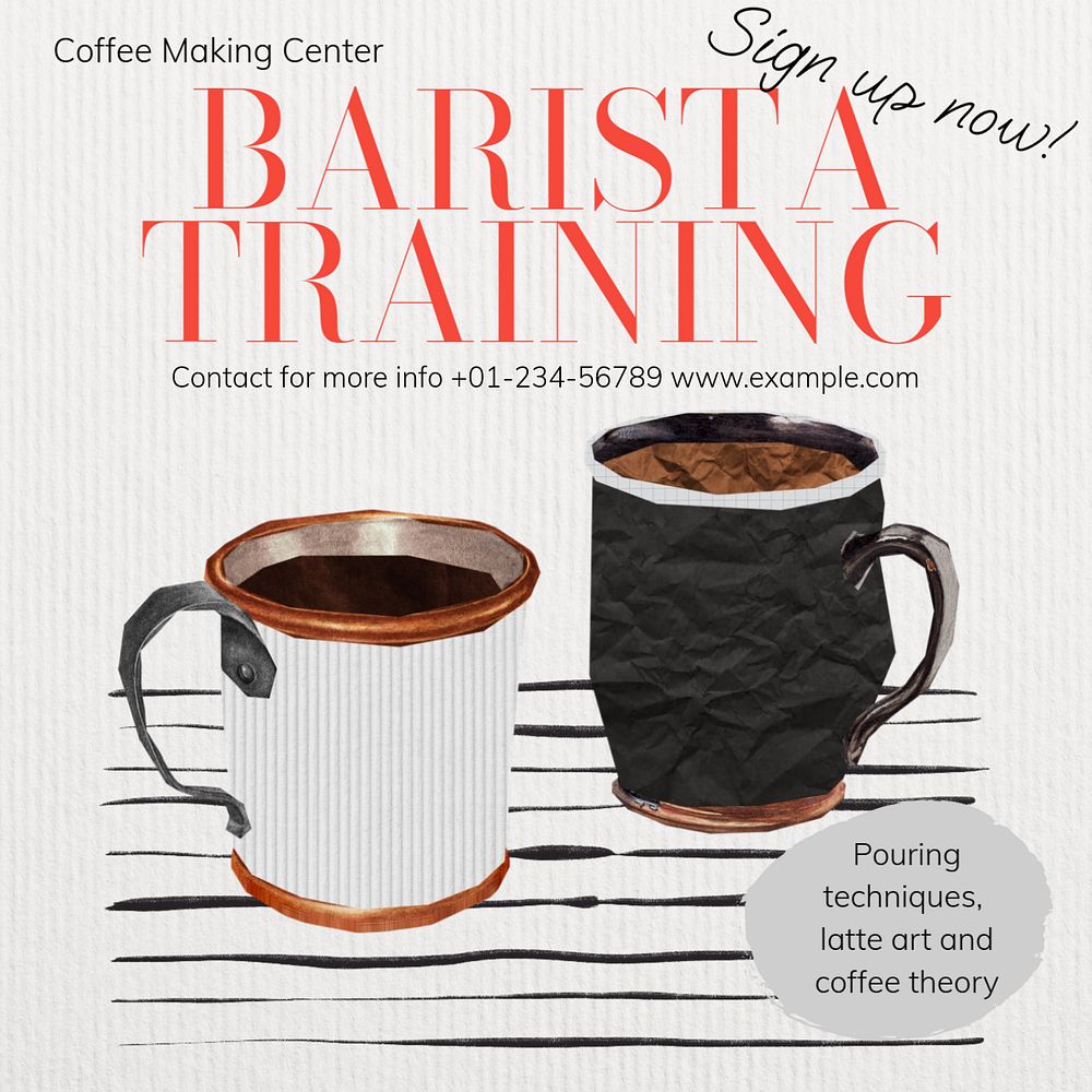 Barista training Instagram post template, editable text