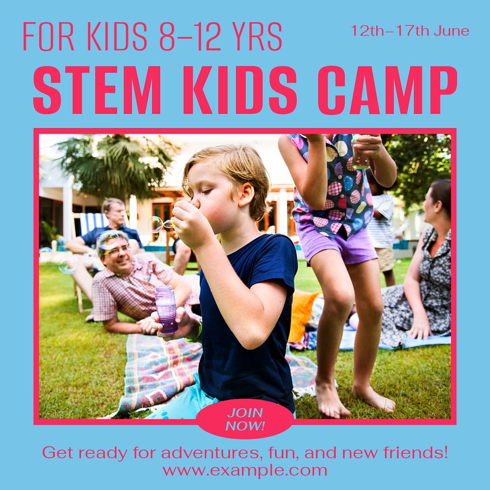 STEM kids camp Instagram post template, editable design