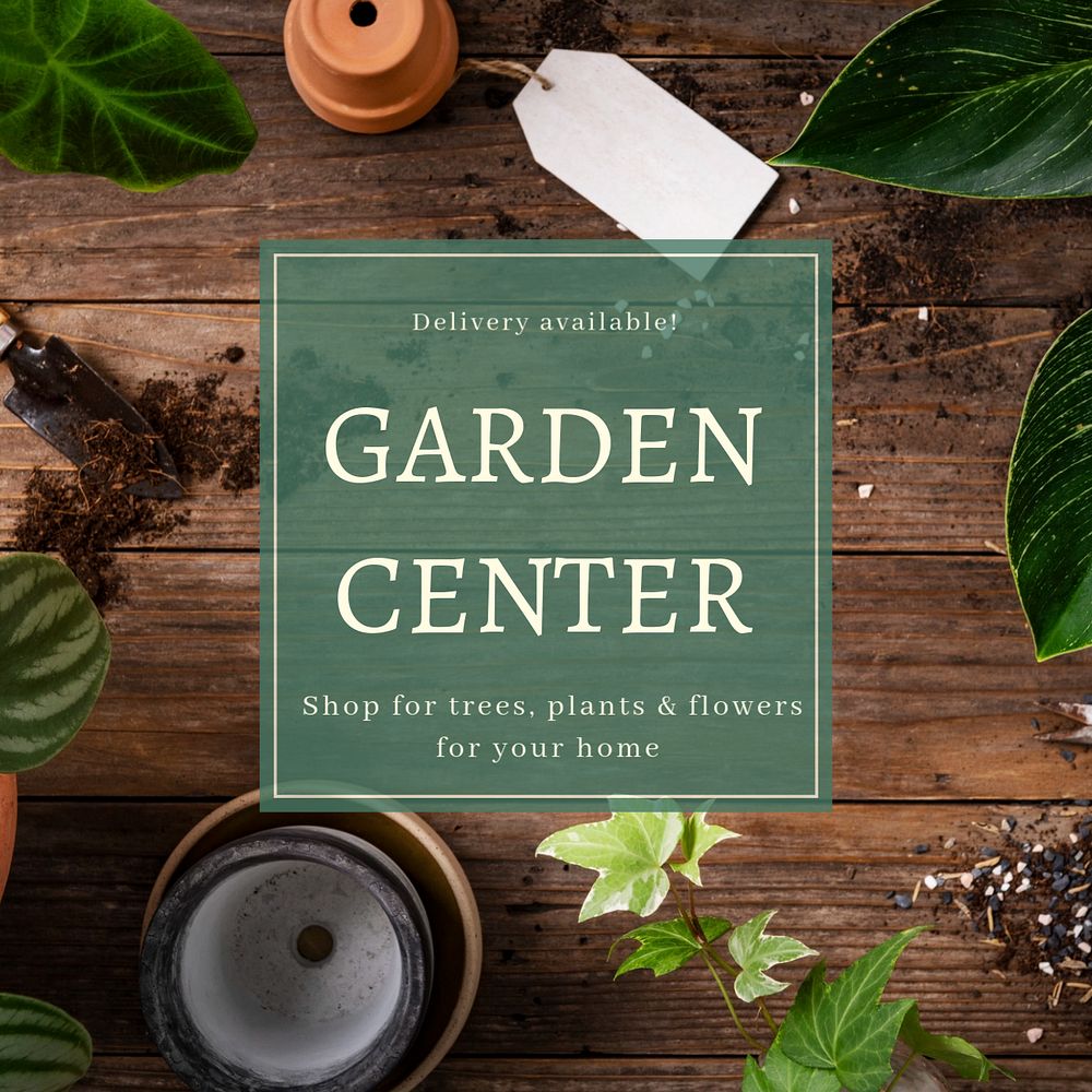 Garden center Instagram post template, editable text