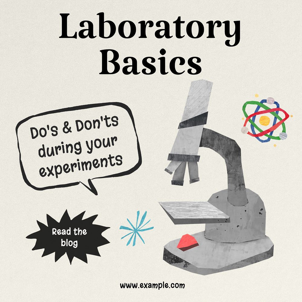 Laboratory basics Instagram post template, editable text