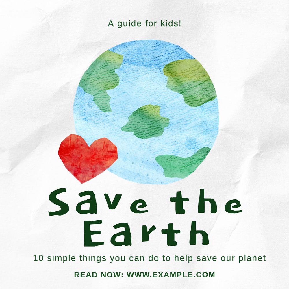 Save the earth Instagram post template, editable text