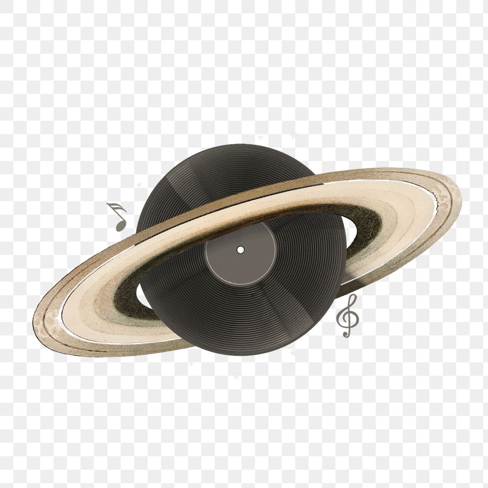 Vinyl record Saturn png, music aesthetic editable remix