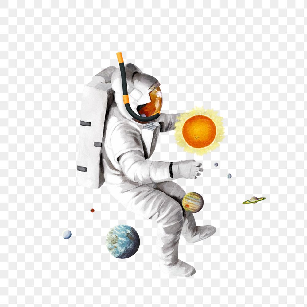 Aesthetic floating astronaut png, galaxy editable remix