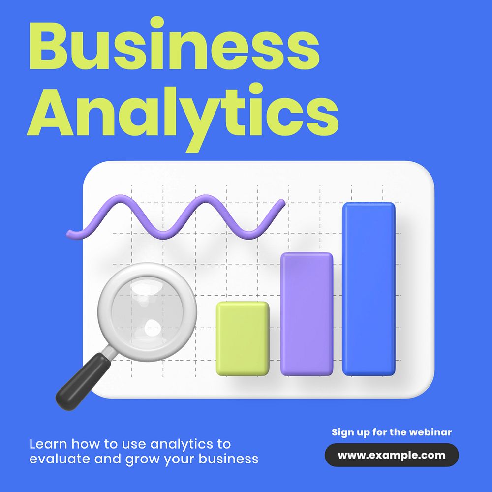 Business analytics Instagram post template, editable text