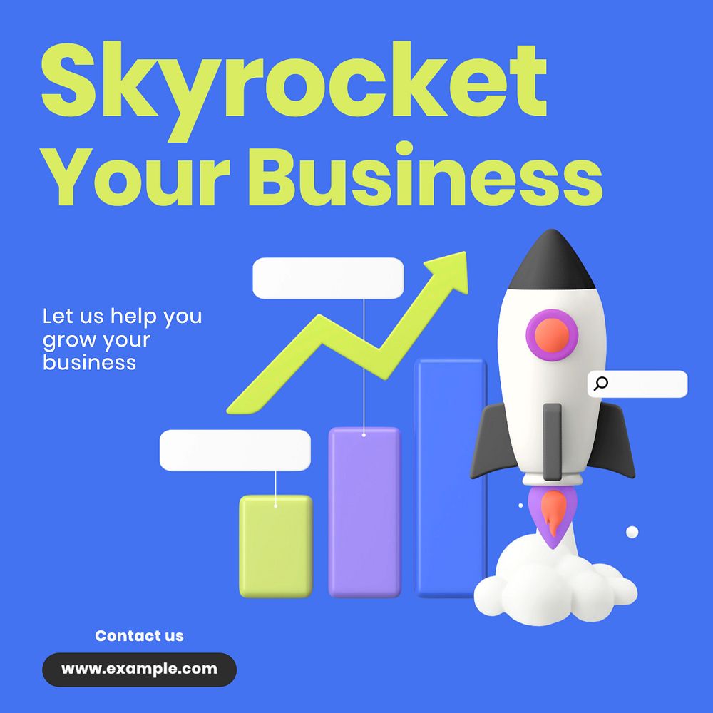 SKyrocket your business Instagram post template, editable text