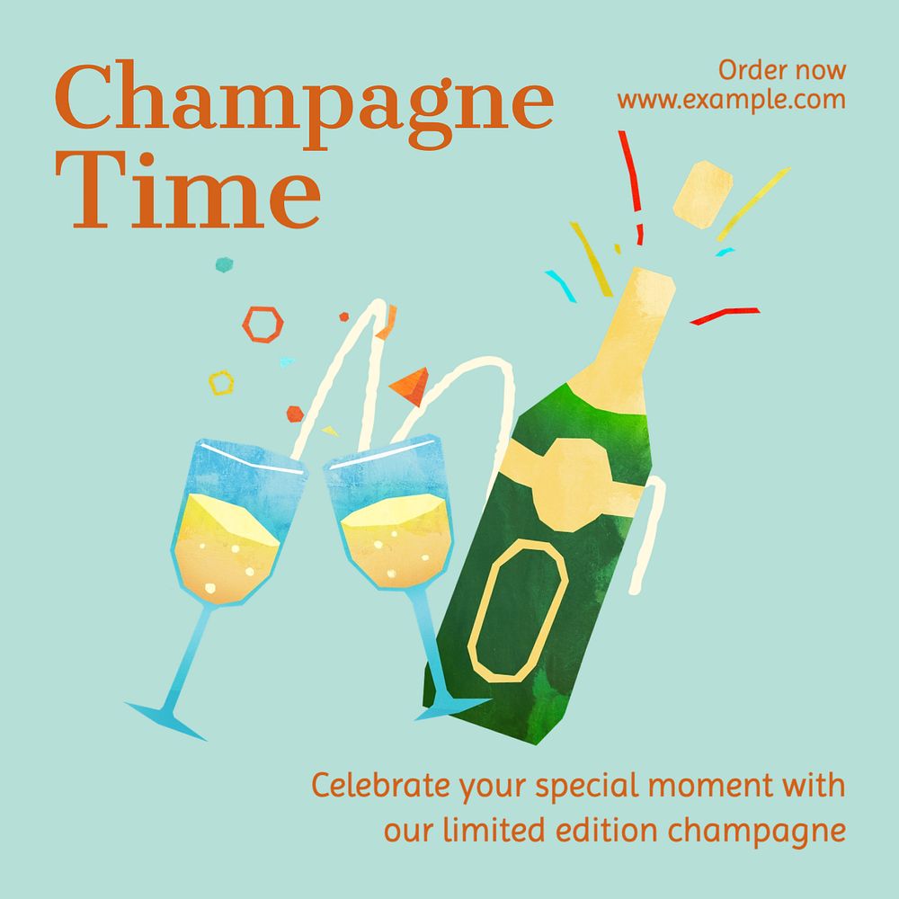 Champagne time Instagram post template, editable text