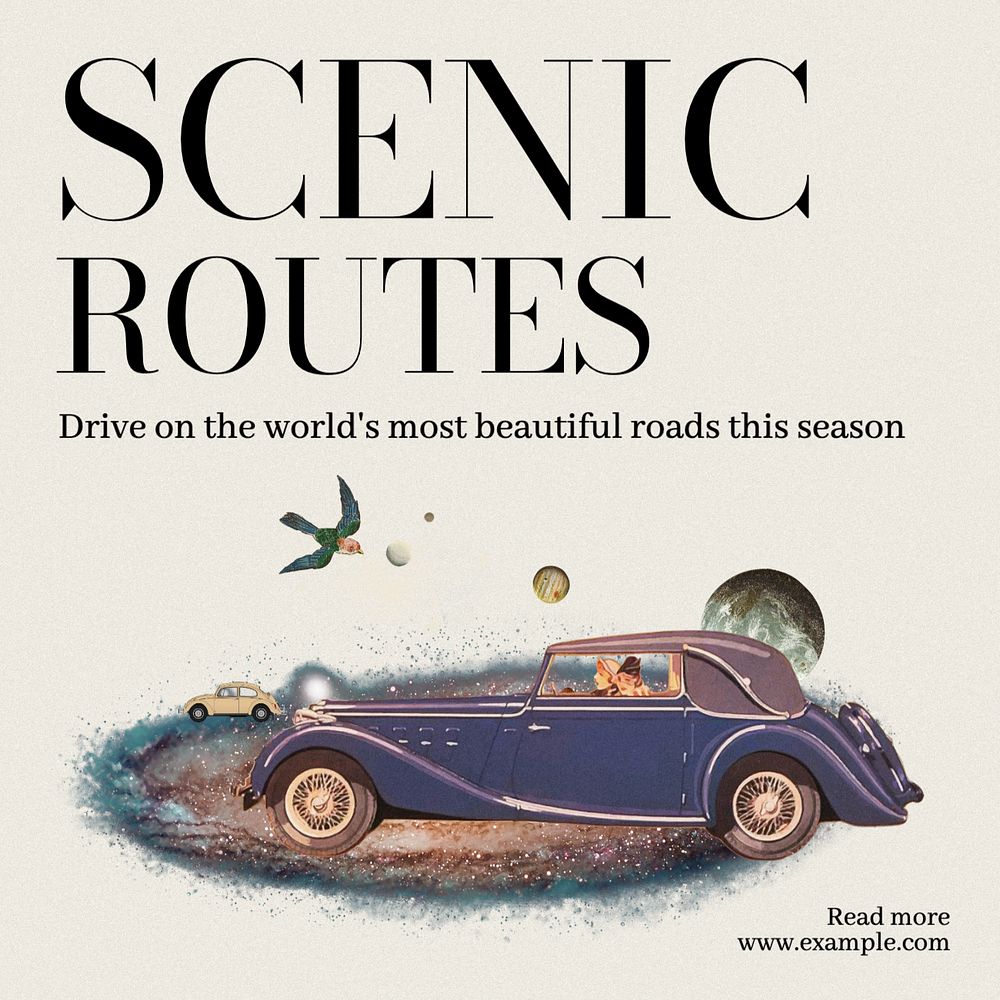 Scenic routes Instagram post template, editable text