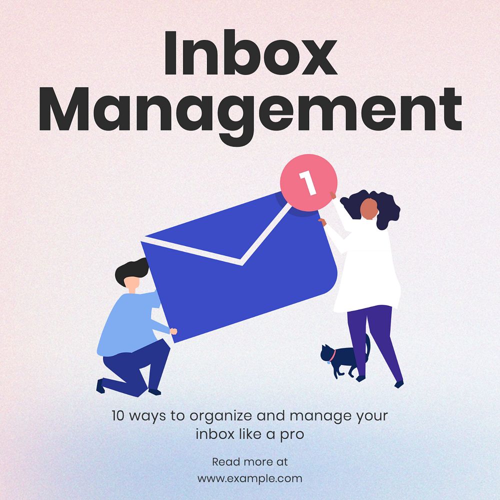 Inbox management Instagram post template, editable text