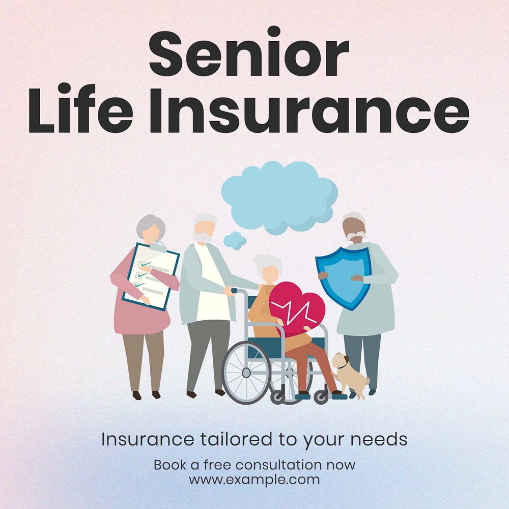 Senior insurance Instagram post template, editable text