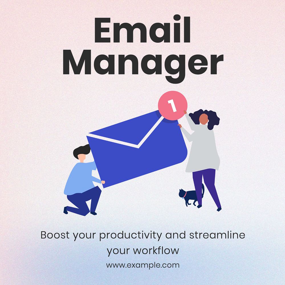 Email manager Instagram post template, editable text