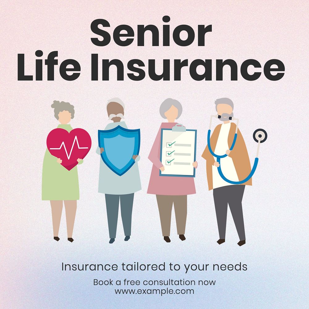 Senior insurance Instagram post template, editable text