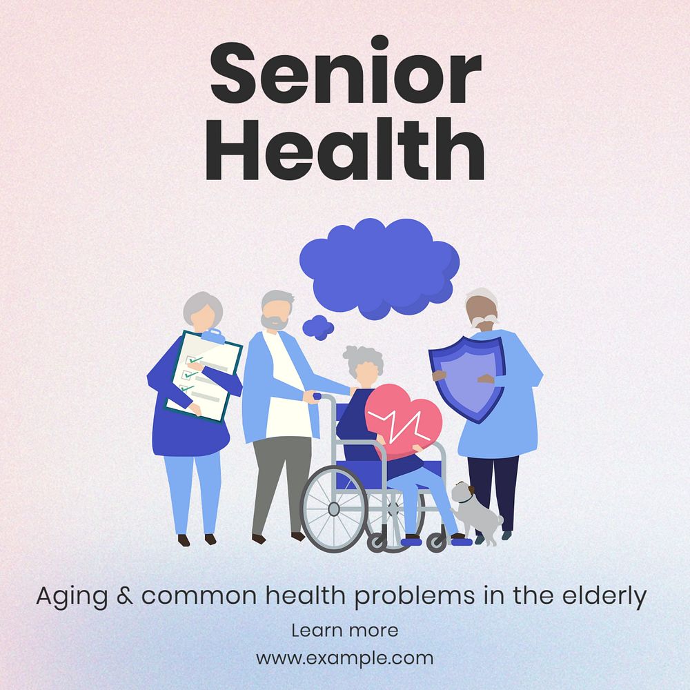 Senior health Instagram post template, editable text