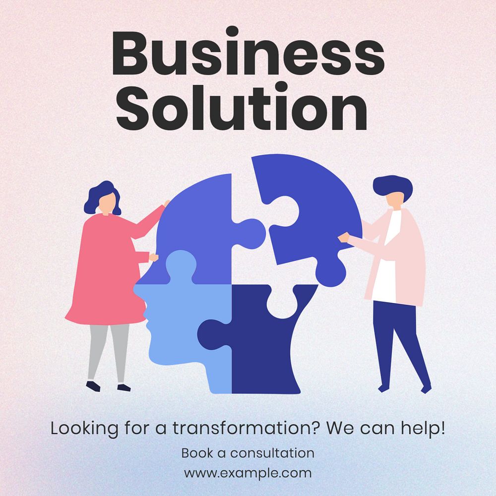 Business solution Instagram post template, editable text