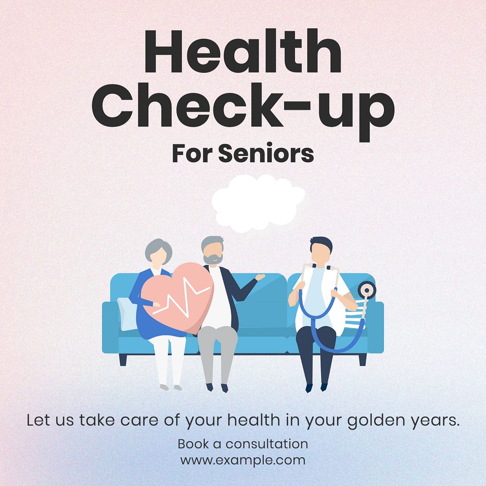 Senior health check-up Instagram post template, editable text