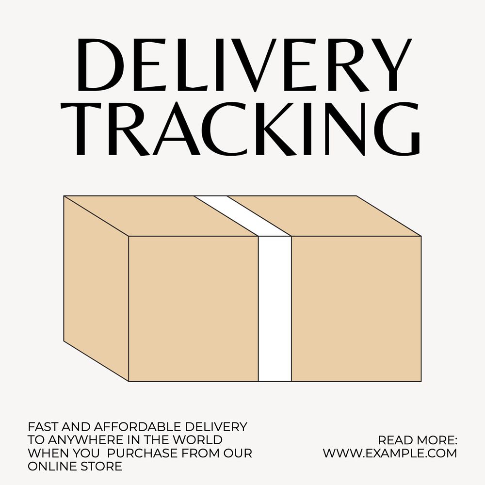 Delivery tracking Instagram post template, editable text