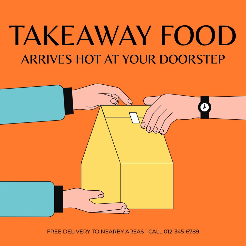 Takeaway food Instagram post template, editable text