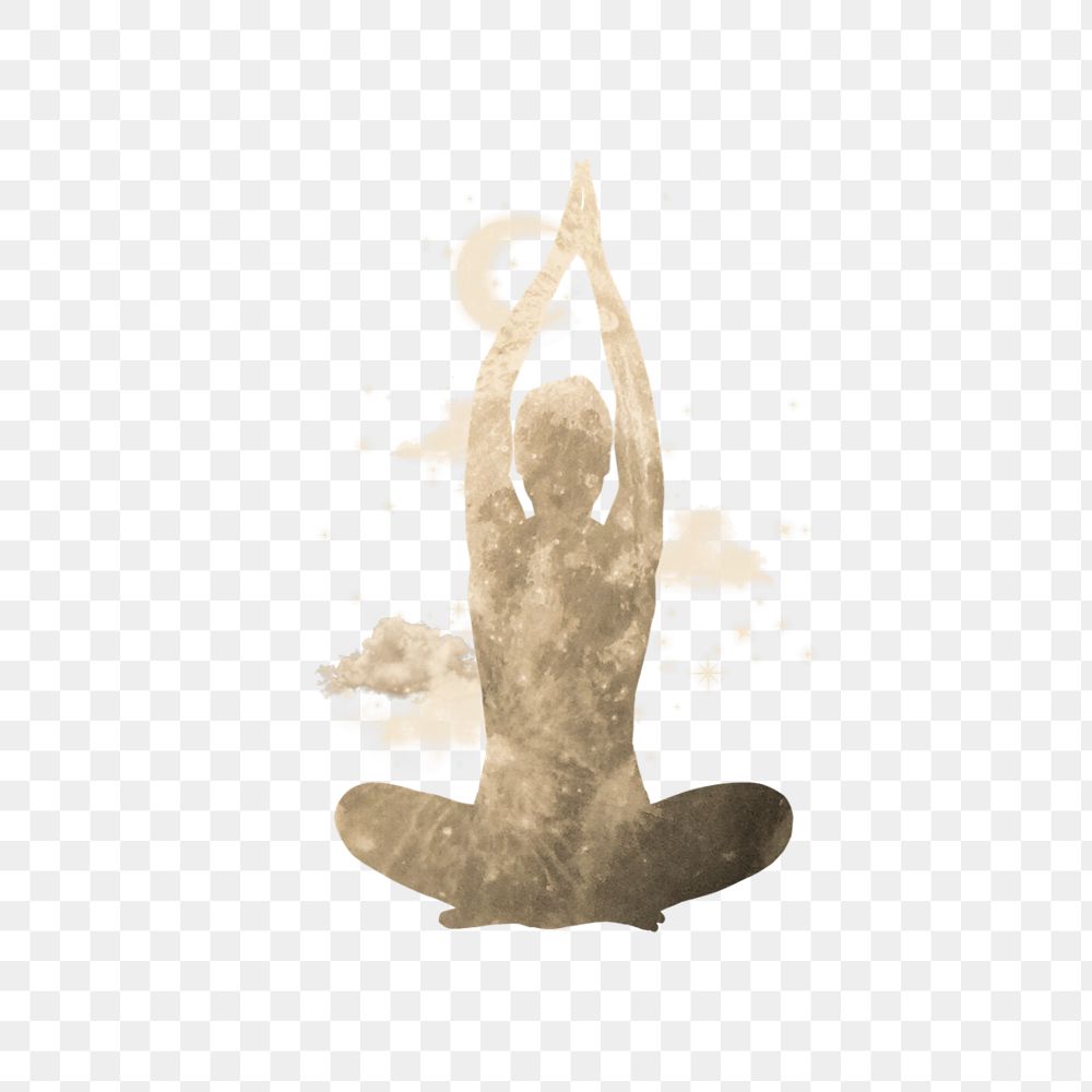 Yoga woman png, galaxy silhouette editable remix