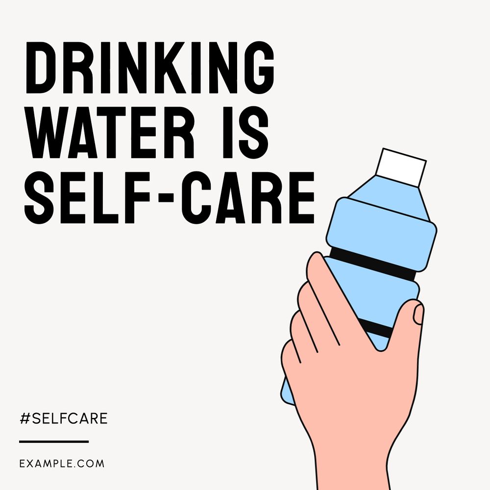 Drink water selfcare Instagram post template, editable text