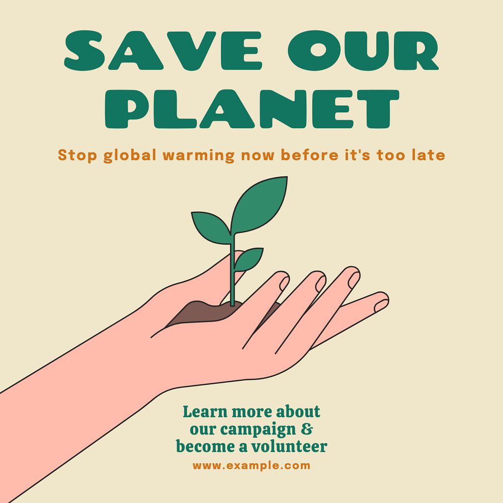 Save our planet Instagram post template, editable text