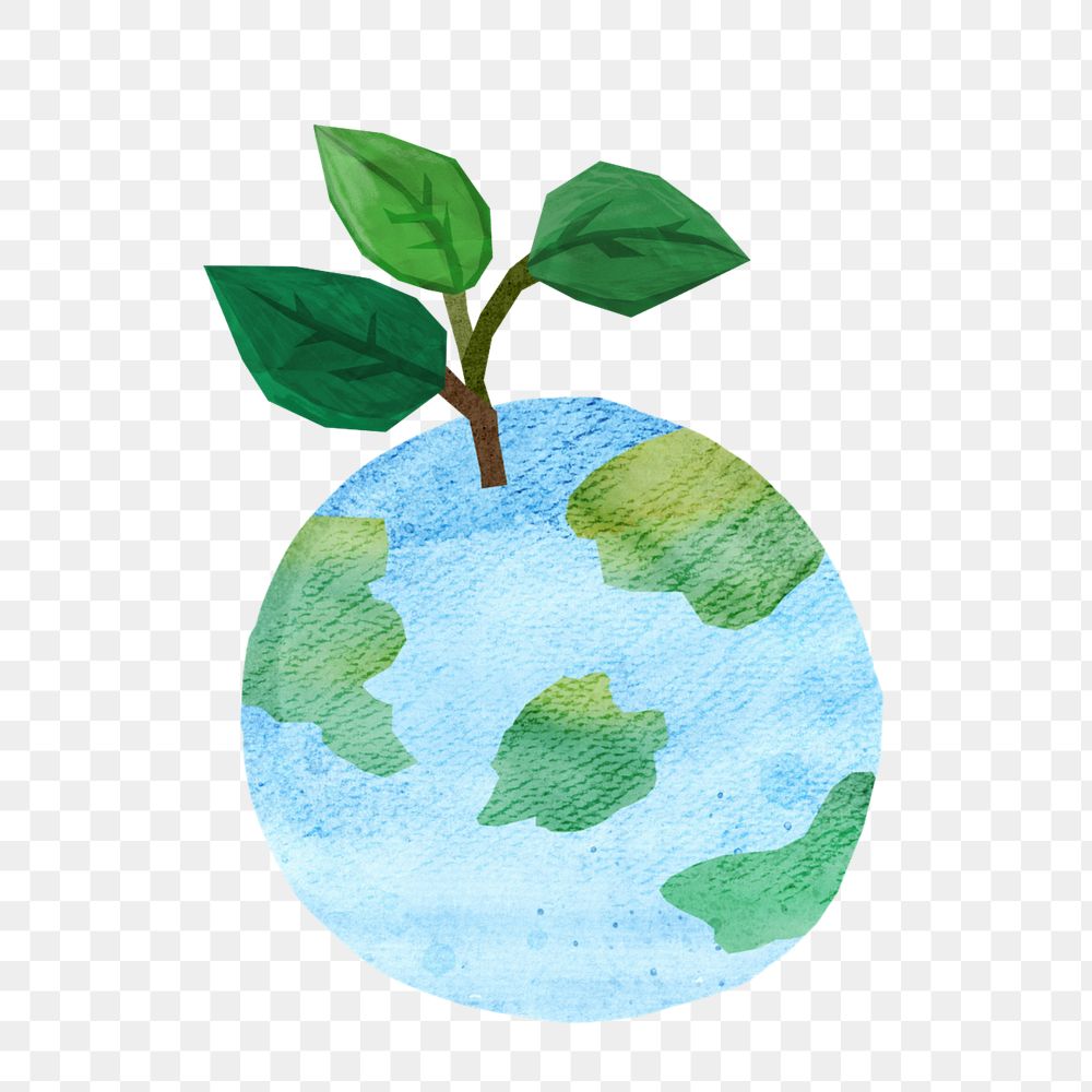 Plant growing on globe paper craft, editable design