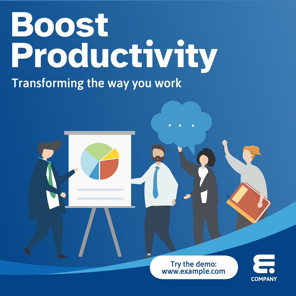 Boost productivity Instagram post template, editable text