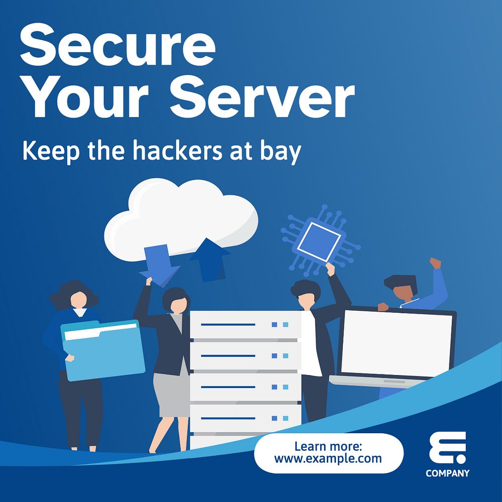 Internet server security Instagram post template, editable text