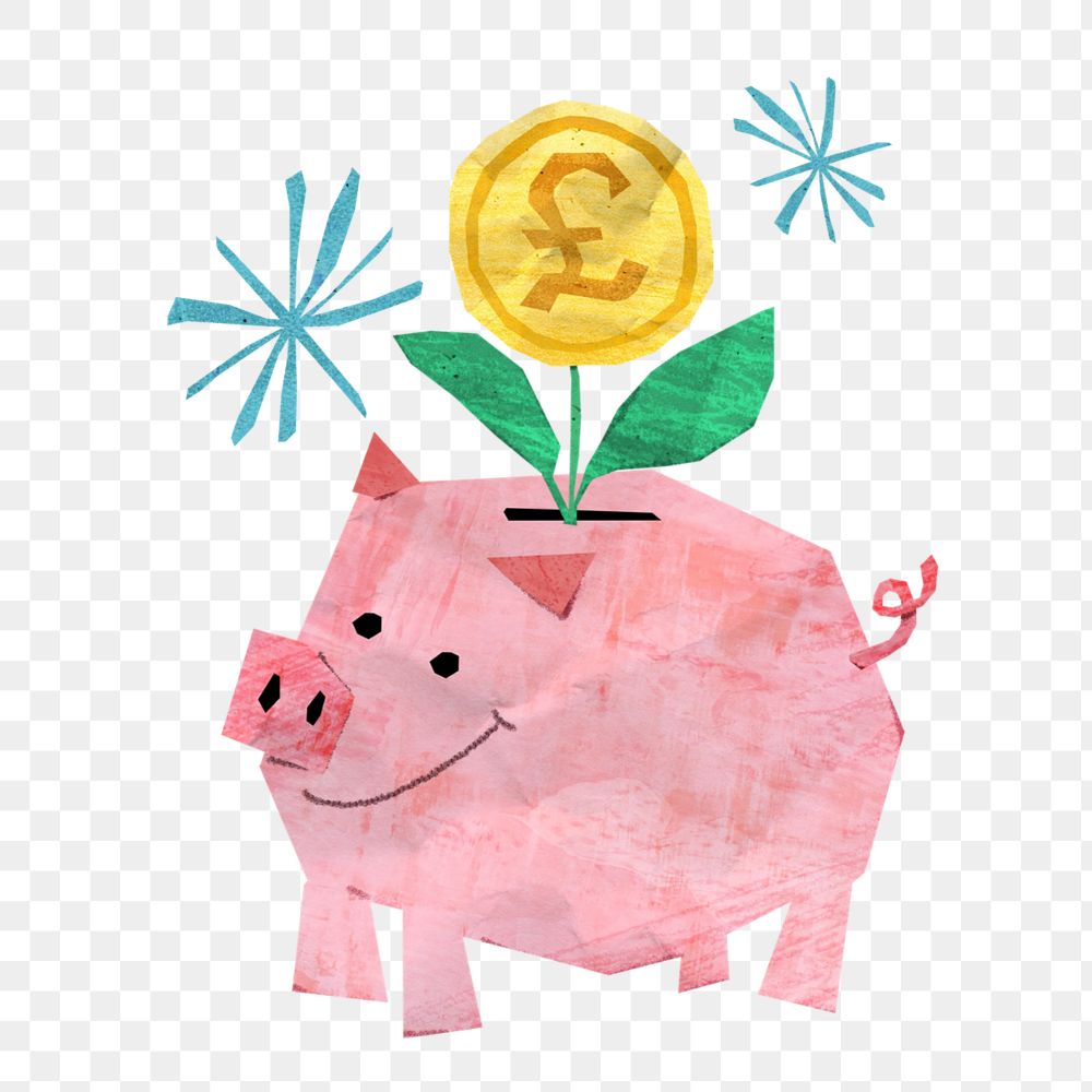 Paper piggy bank, money saving collage, editable design