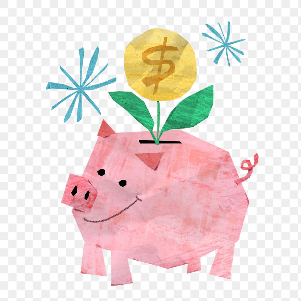 Paper piggy bank, money saving collage, editable design