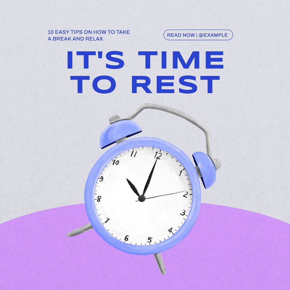 Rest & relax Instagram post template, editable text