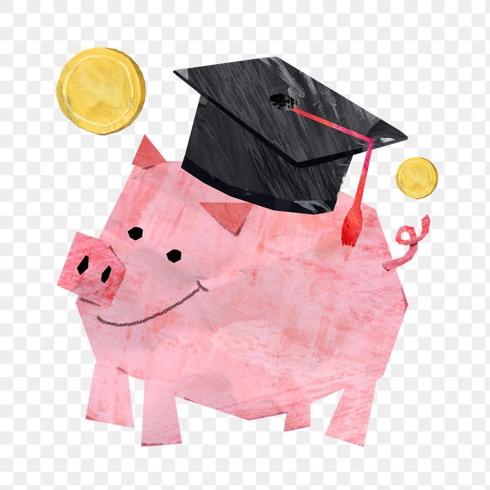 Graduate piggy bank, money saving collage, editable design