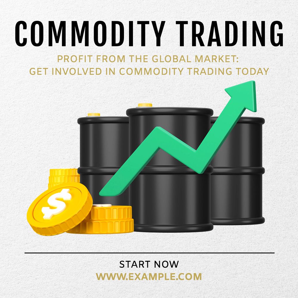 Commodity trading Instagram post template, editable text