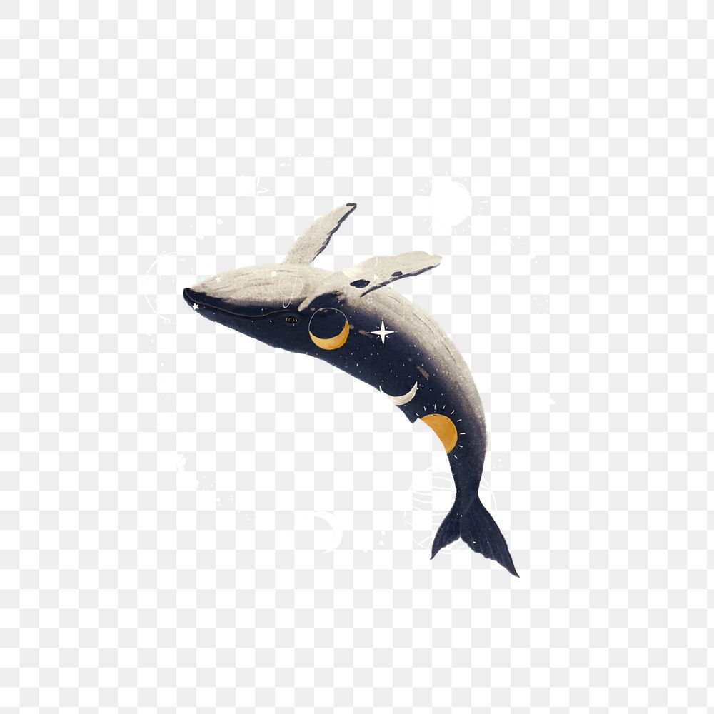 Swimming whale png, galaxy aesthetic editable remix