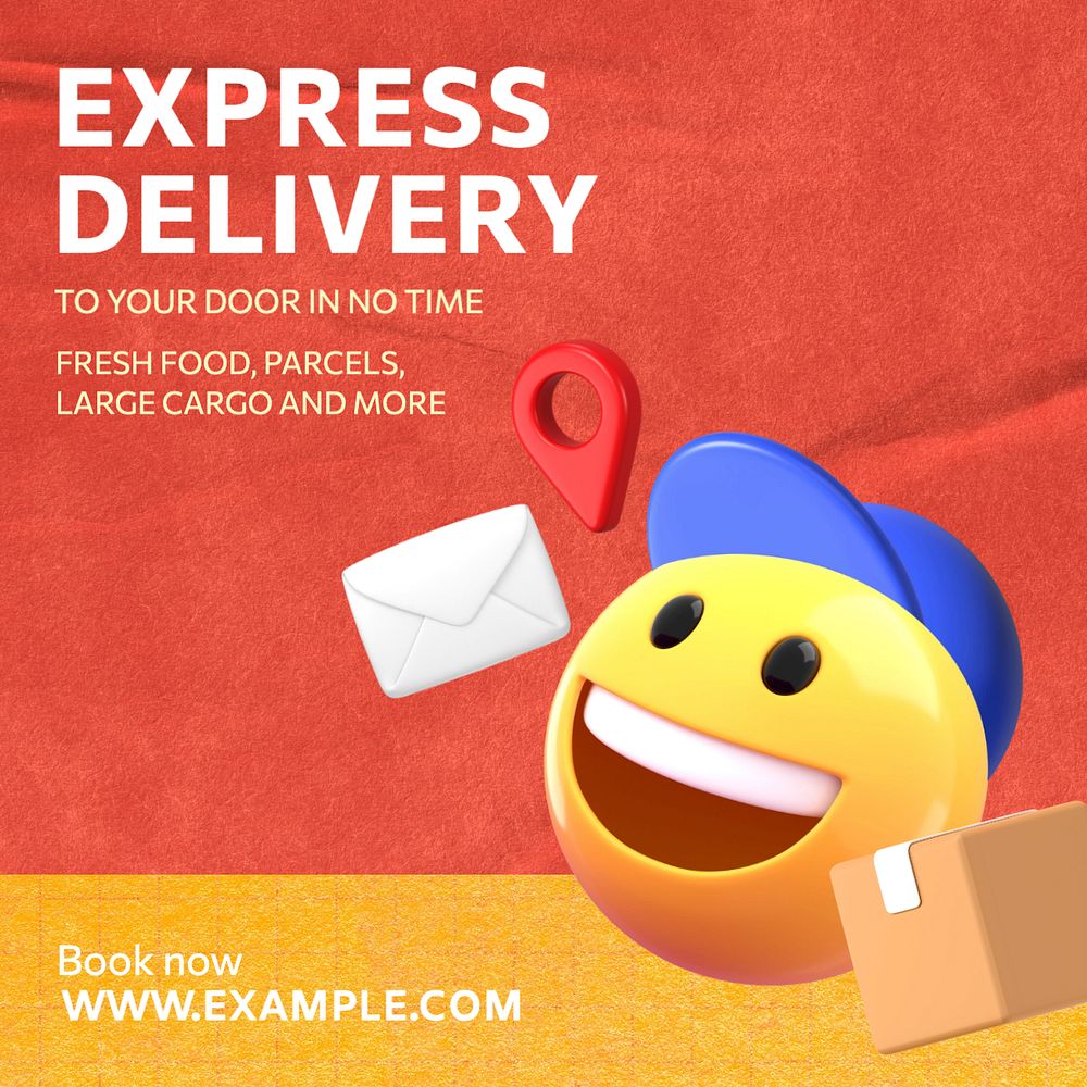 Express delivery Instagram post template, editable text