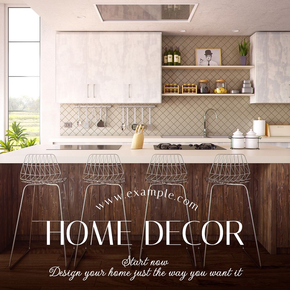 Home decor Instagram post template, editable text