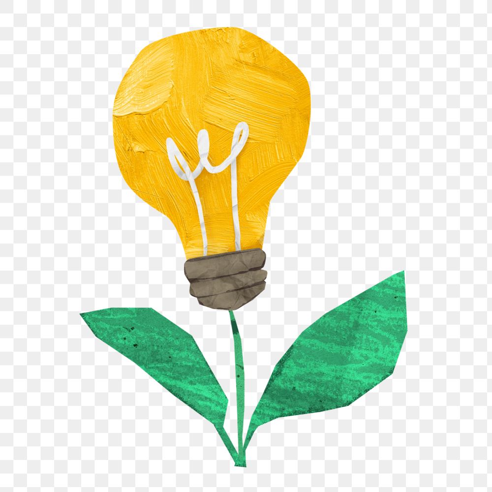 Light bulb plant, paper craft collage, editable design