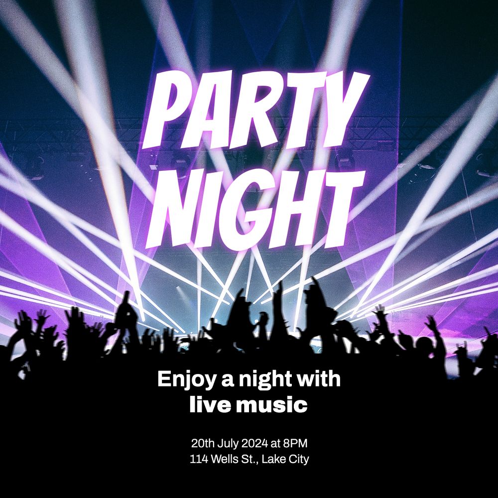 Party night Instagram post template, editable text