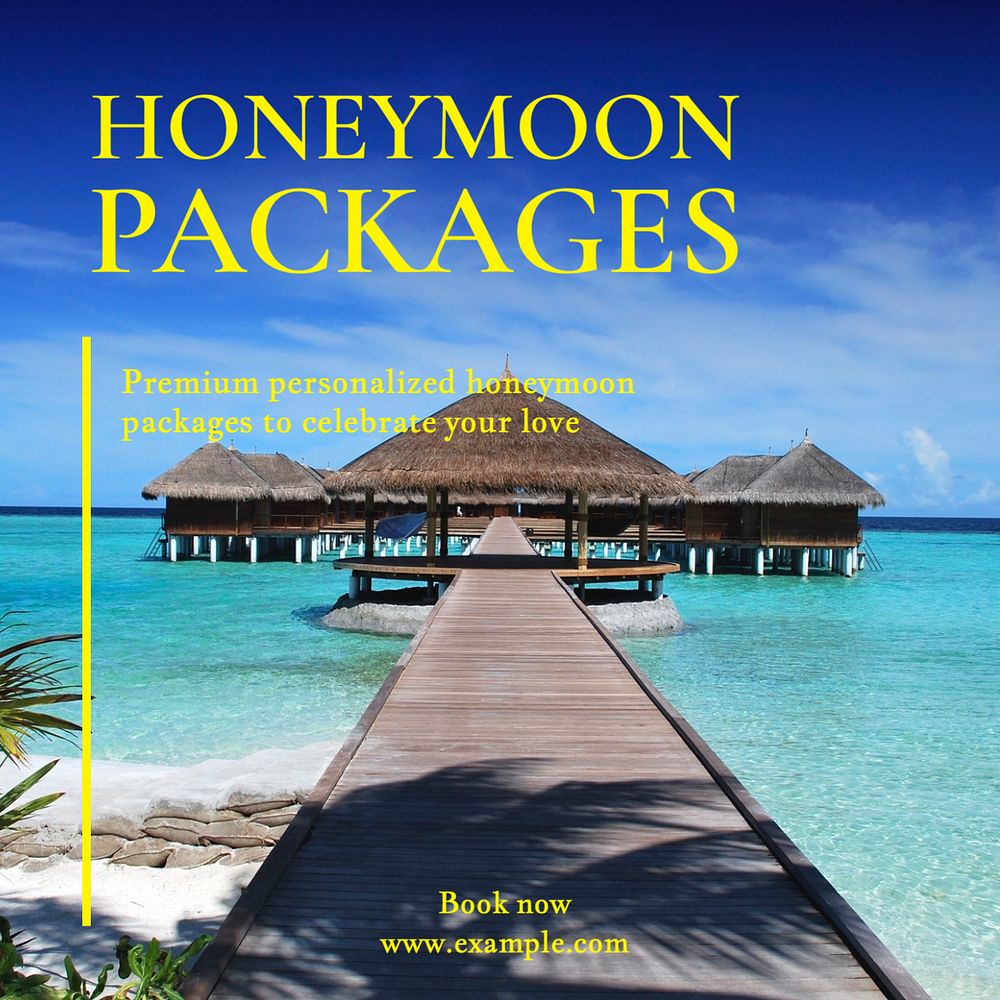 Honeymoon packages Instagram post template, editable text