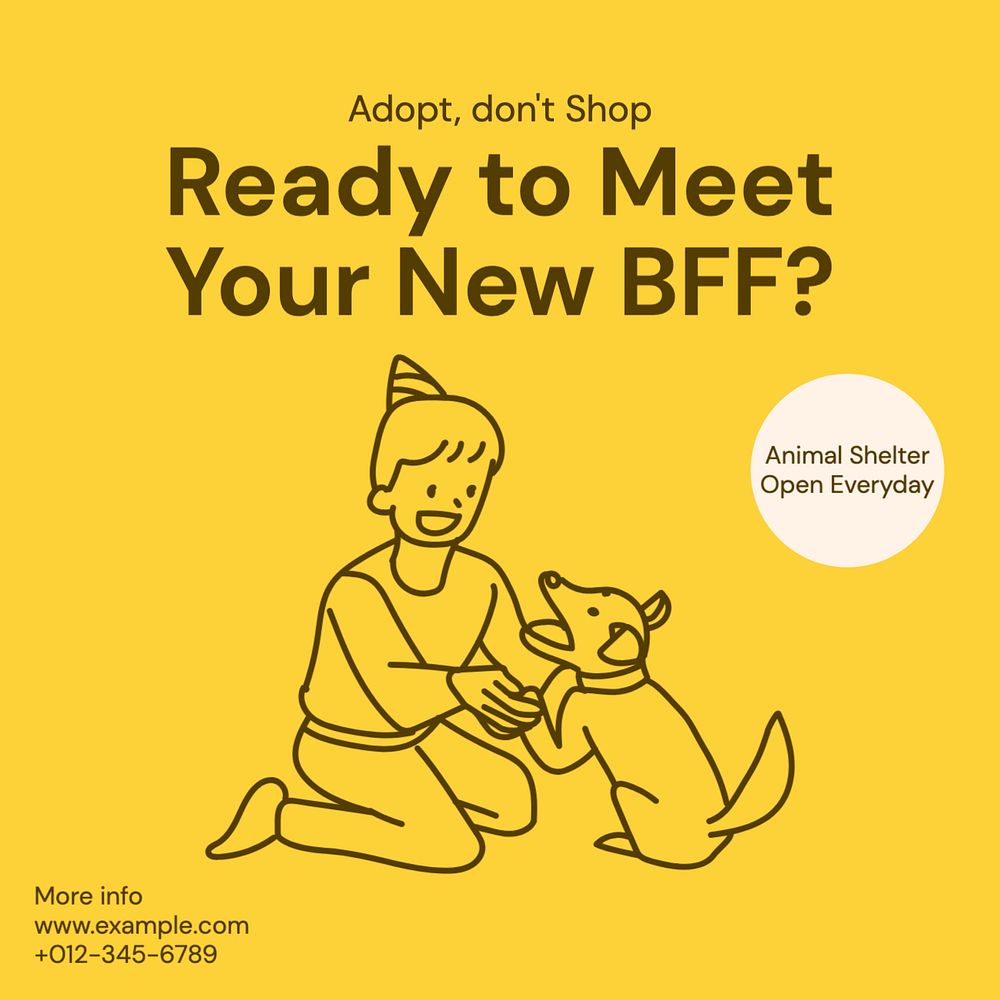 Adopt don't shop Instagram post template, editable text