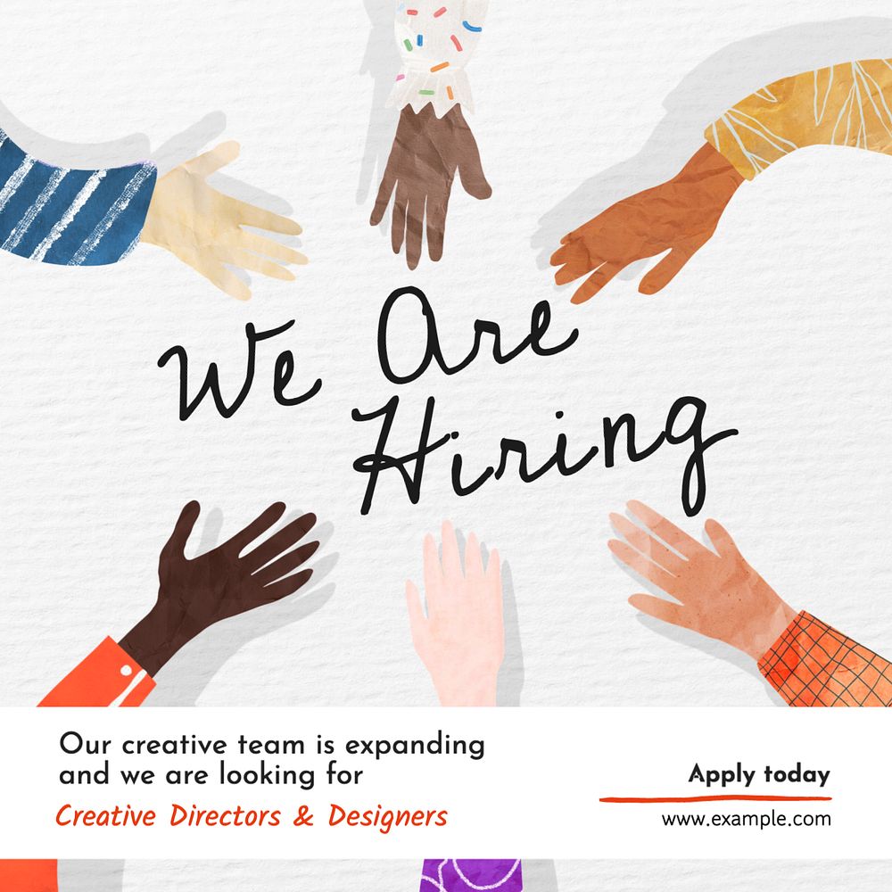 We are hiring Instagram post template, editable text