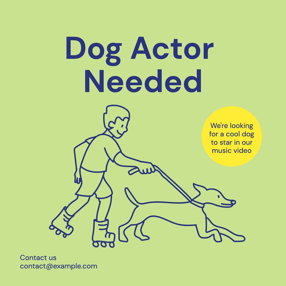 Dog actor needed Instagram post template, editable text