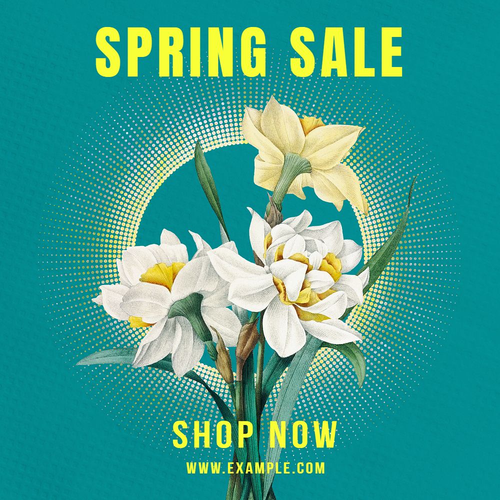 Spring sale Instagram post template, editable text