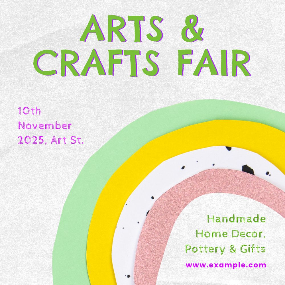 Art & craft fair Instagram post template, editable text