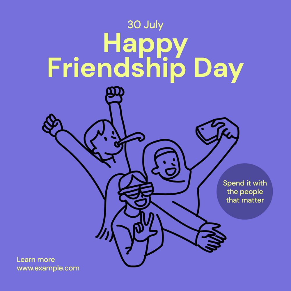 Happy friendship day Instagram post template, editable text