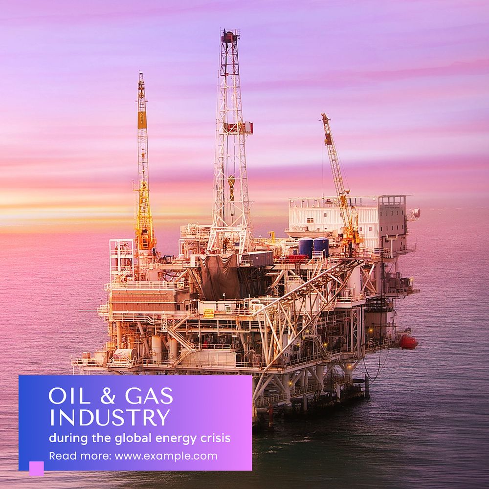 Oil & gas industry Instagram post template, editable text