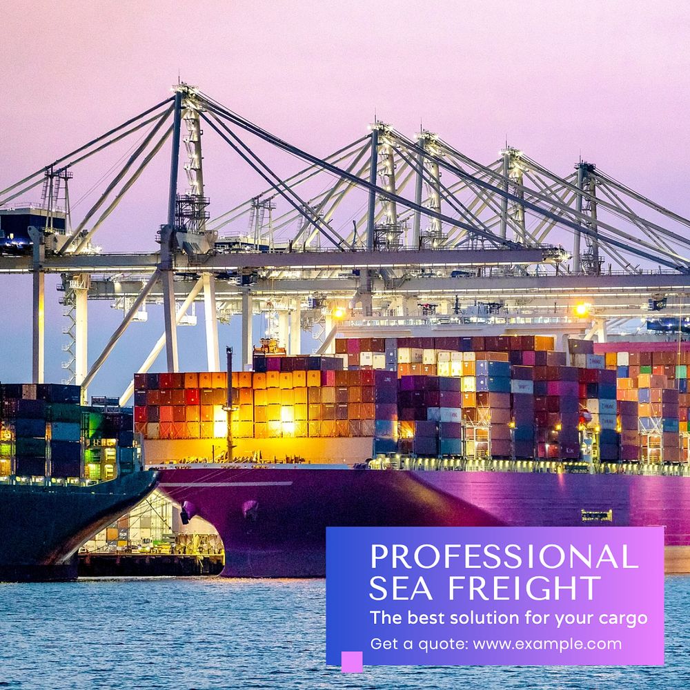 Professional sea freight Instagram post template, editable text