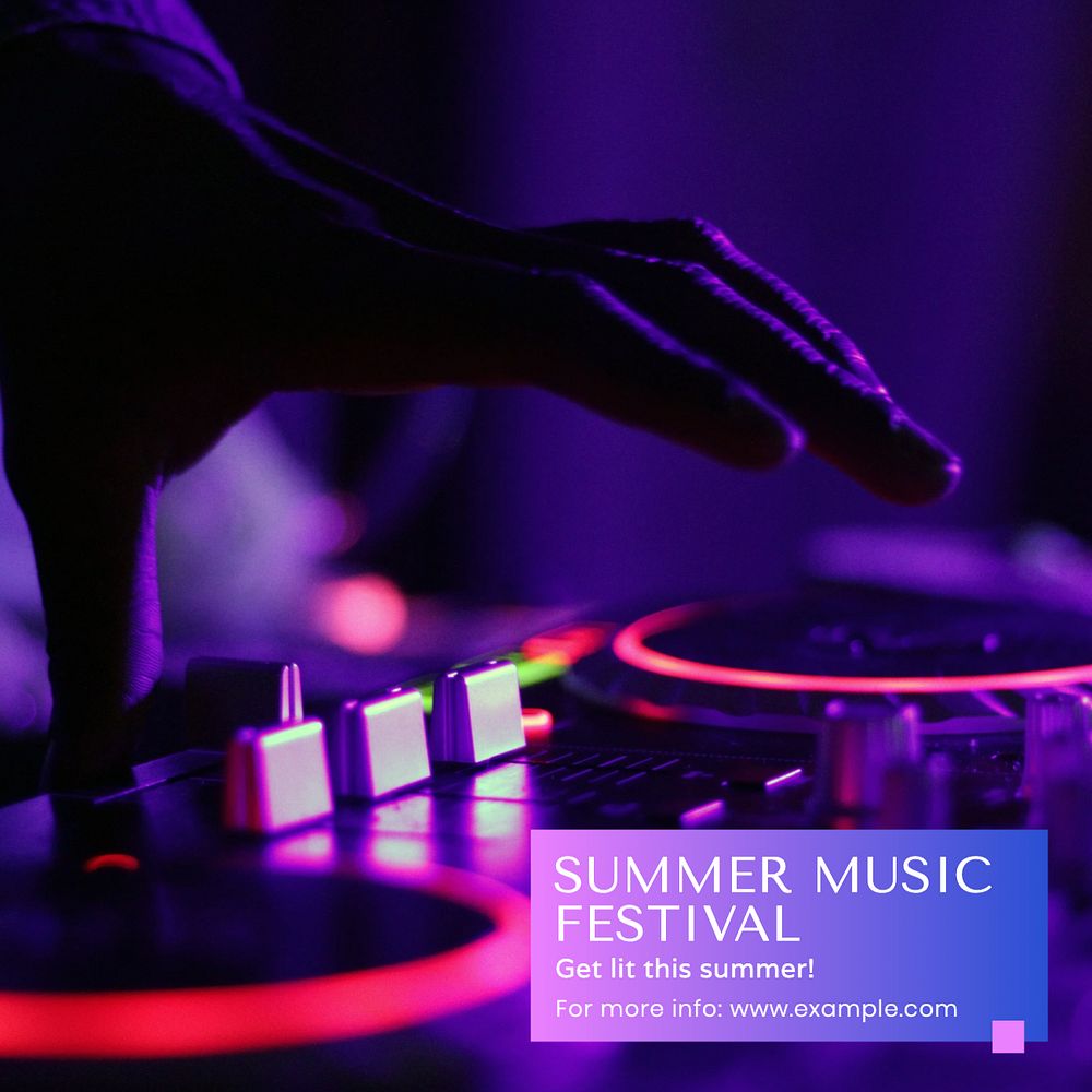 Summer music festival Instagram post template, editable text